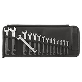 ELECTRIC 12/15 open-end wrench set, 15-piece in roll-up pouch