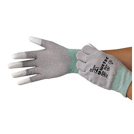 ESD gloves, PU-coated fingertips, XL, carbon thread