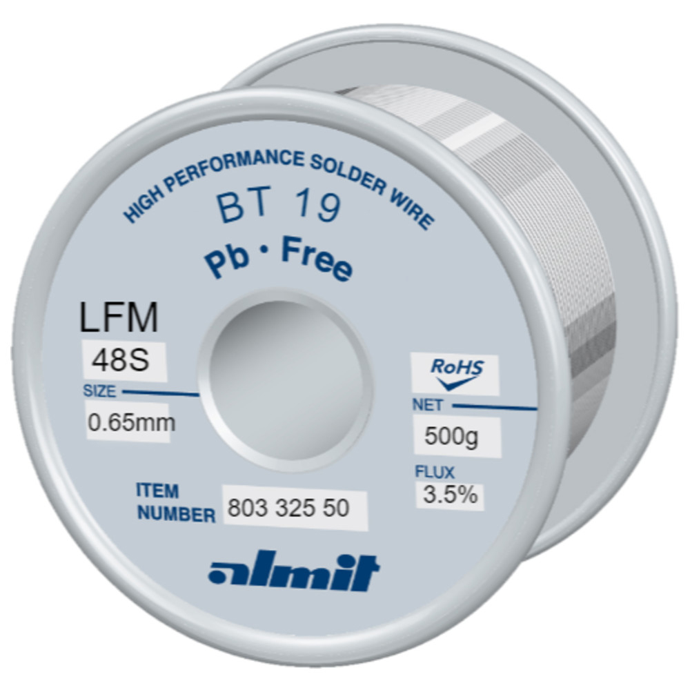 Lödtråd, BT 19 LFM-48-S, 0,65 mm, 500 g