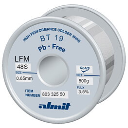 Lödtråd, BT 19 LFM-48-S, 0,65 mm, 500 g