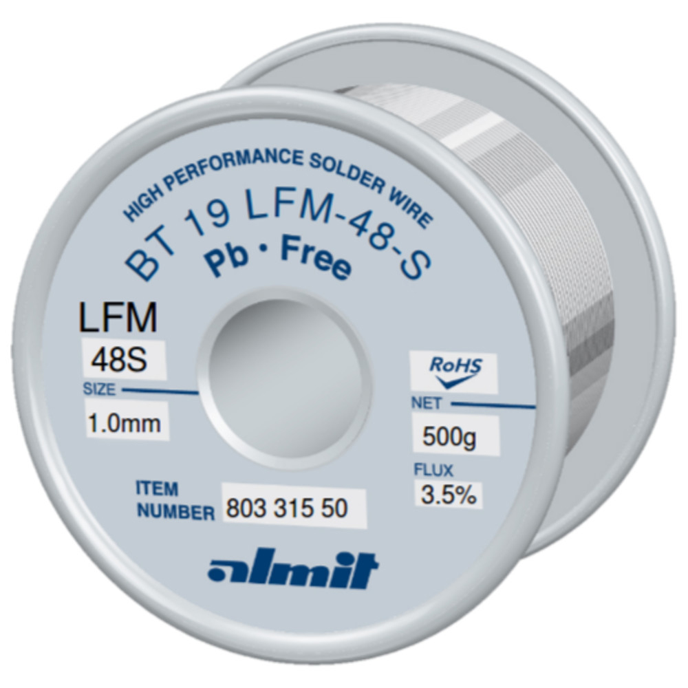 Lödtråd, BT 19 LFM-48-S, 1,0 mm, 500 g