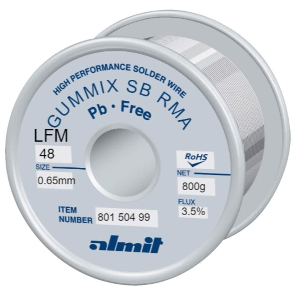 Lödtråd, Gummix SB RMA LFM-48, 0,65 mm, 800 g