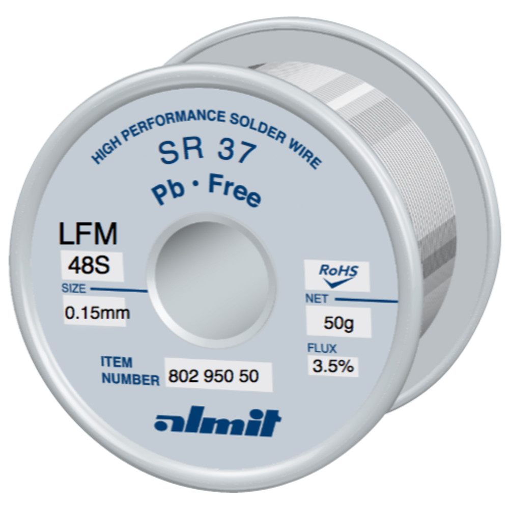 Lödtråd, SR-37 LFM-48 S, 0,2 mm, 100 g