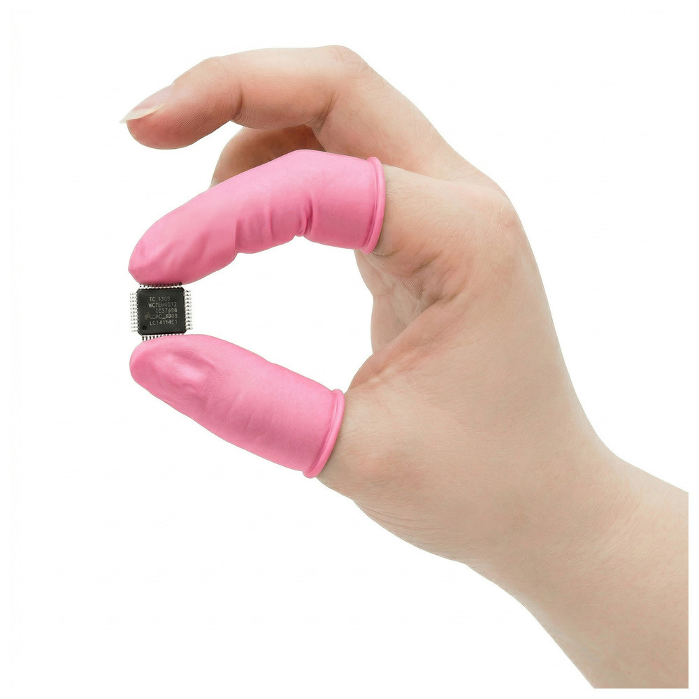 Fingerhandskar, rosa, antistatiska, strukturerade, XL
