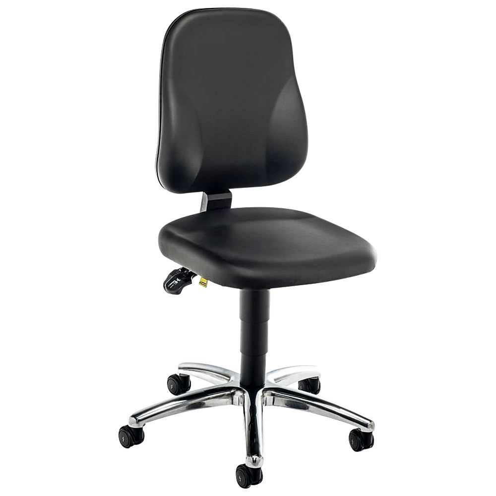 Ergo swivel chair, with castors, ESD, imitation leather, black