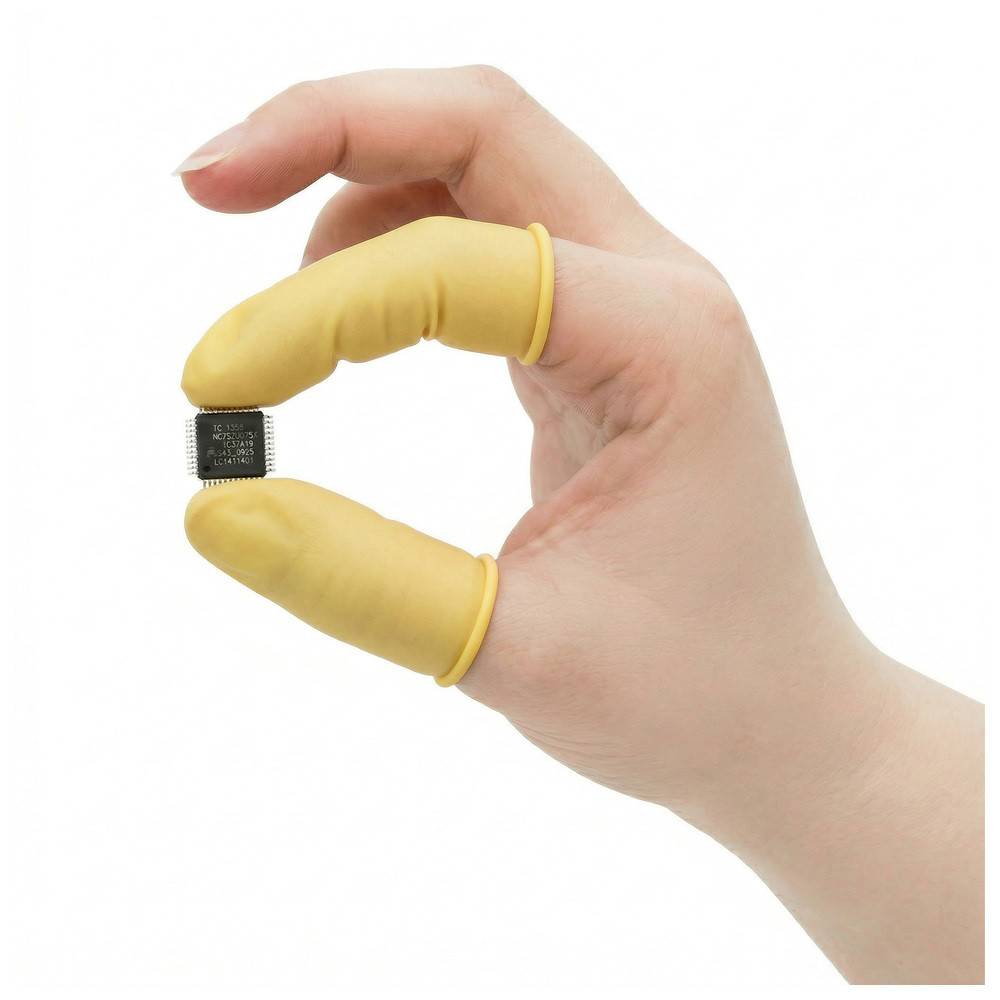 Fingerhandskar, gula, antistatiska, S
