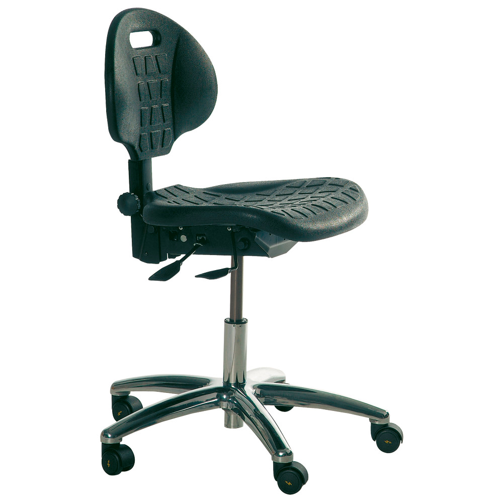 Industrial PU work chair, ESD, castors, 380-510 mm