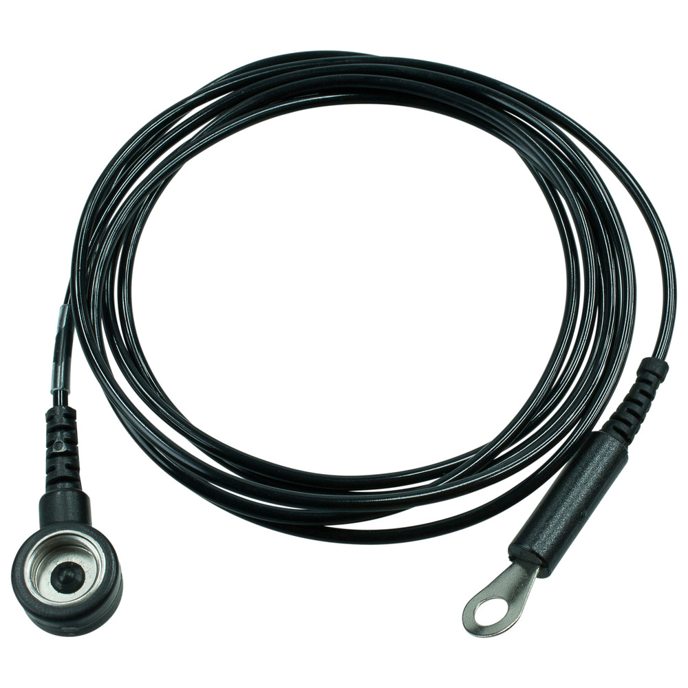 Grounding cable, ESD, 10 mm ID/4 mm eyelet, 1.5 m, 1 M?