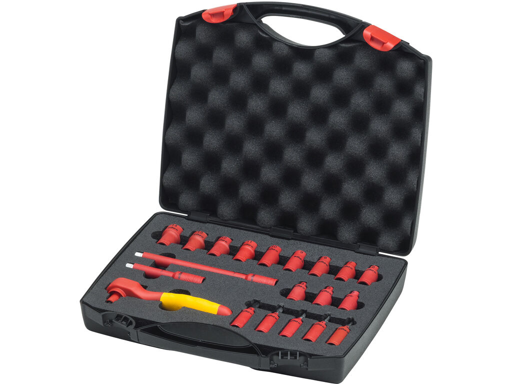 Ratchet wrench set insulated, 1/4´ 21-pcs. in case