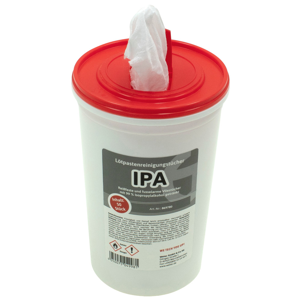 Solder paste cleaning wipes, IPA