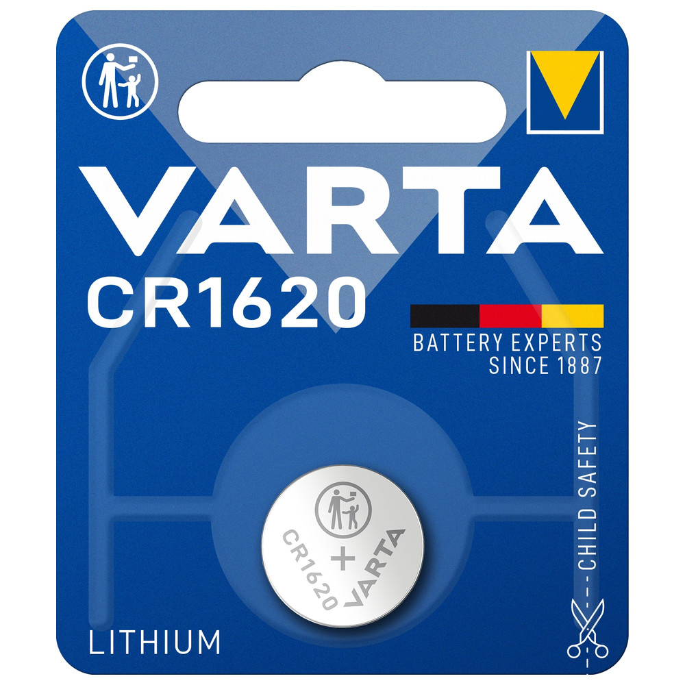 Lithium button cell, CR1620, 3 V, 35 mAh