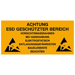 Plastic sign for hanging, ESD, English