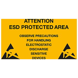 Plastic sign for hanging, ESD, English