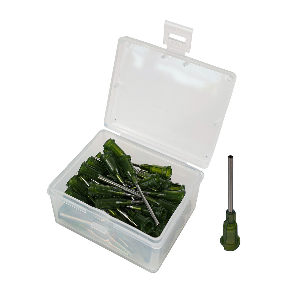 Dosing needles, inner Ø 1.60 mm, length 25.4 mm, olive (pack of 50)