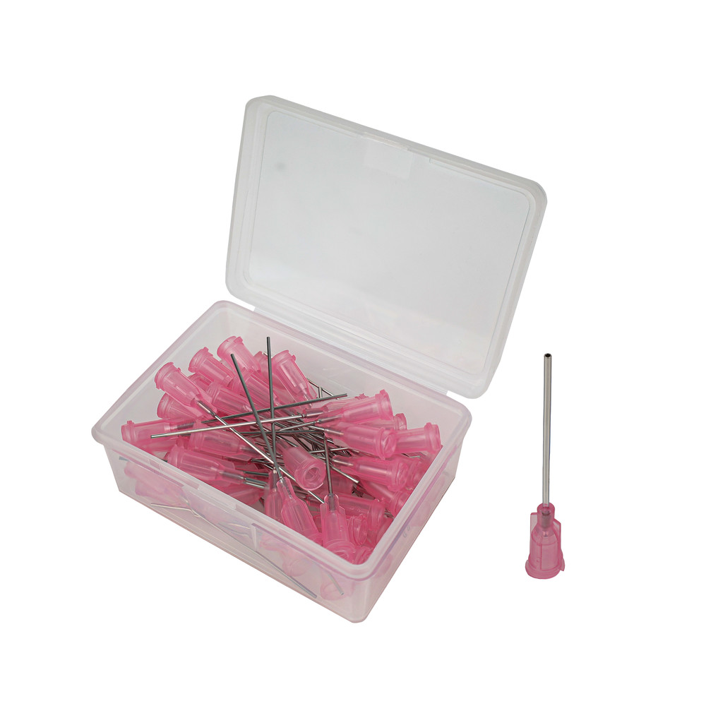 Dosing needles, inner Ø 0.61 mm, length 38.1 mm, pink (pack of 50)