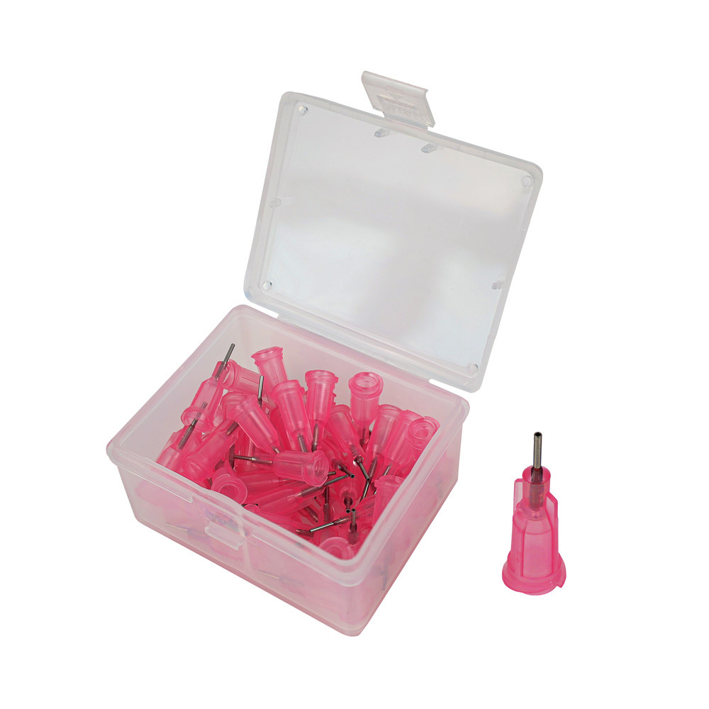 Dosing needles, inner Ø 0.61 mm, length 6.35 mm, pink (pack of 50)