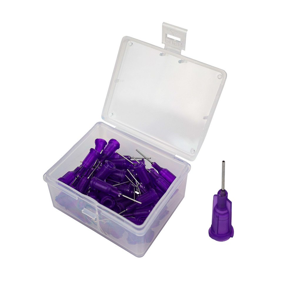 Dosing needle, straight, 1/2", 0.51 mm / Gauge 21, purple (pack of 50)