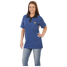 ESD polo shirt, with black collar, L, blue