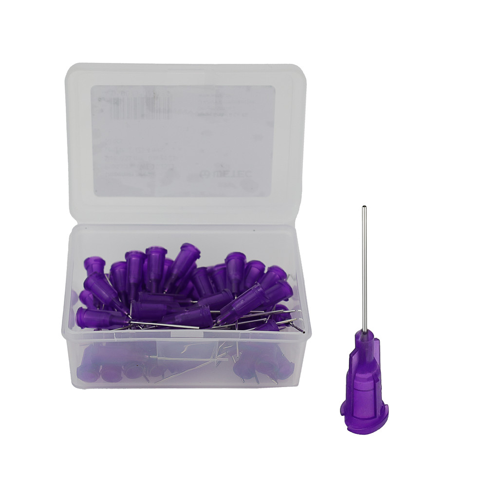Dosing needle, straight, 1", 0.51 mm / Gauge 21, purple (pack of 50)