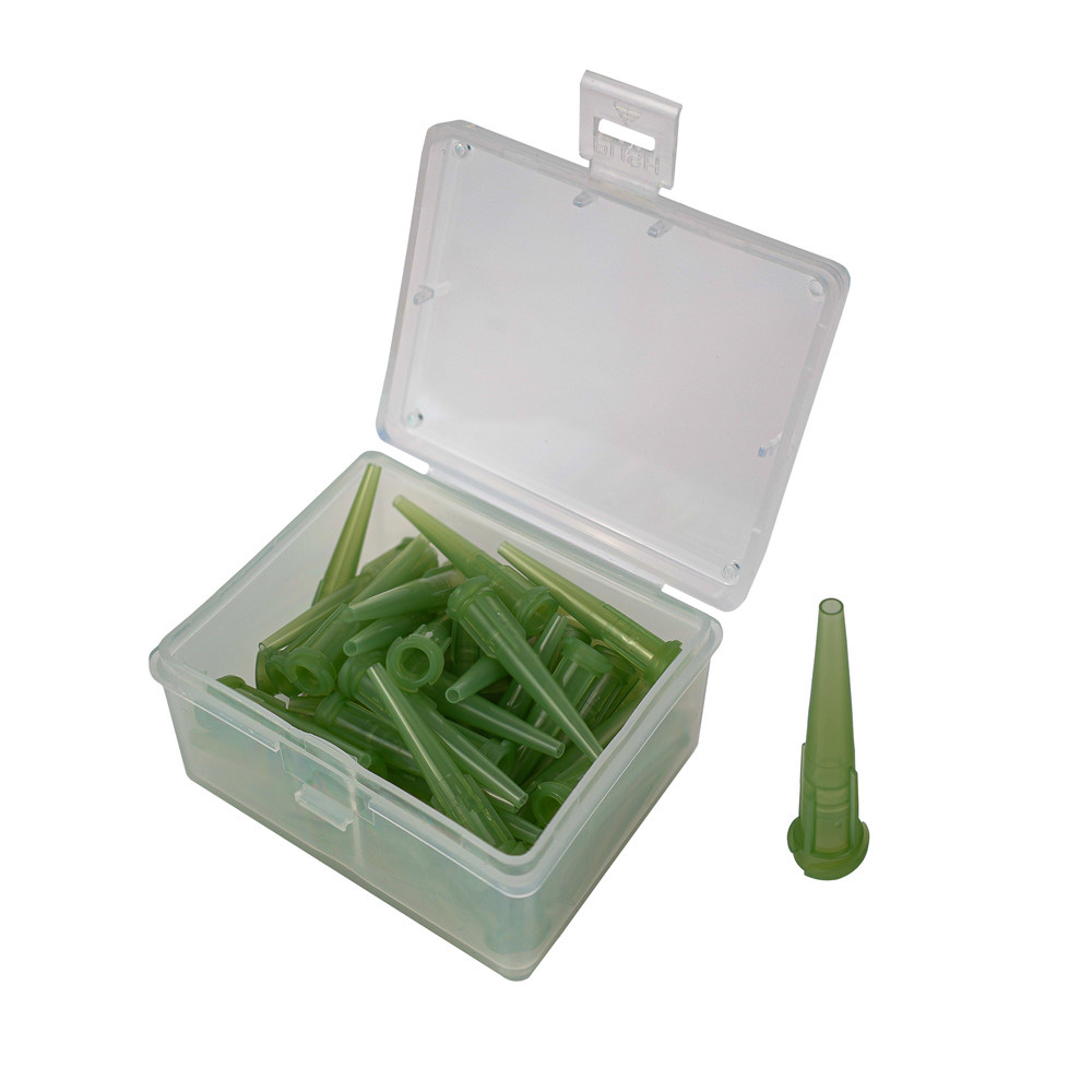 Plastic dispensing needle, 1.60 mm / Gauge 14, olive (pack of 50)