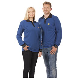 ESD långärmad polotröja, blå - XS
