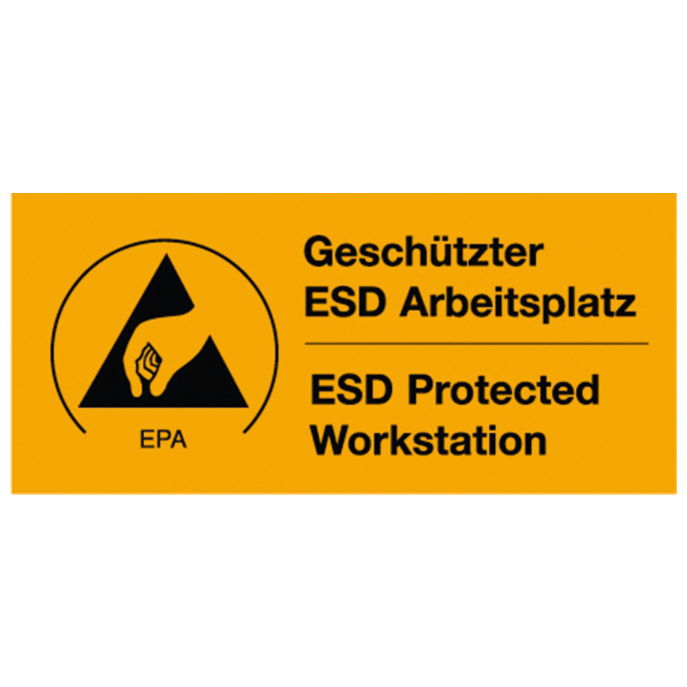 Varningsetikett ´ESD-arbetsplats´, ESD