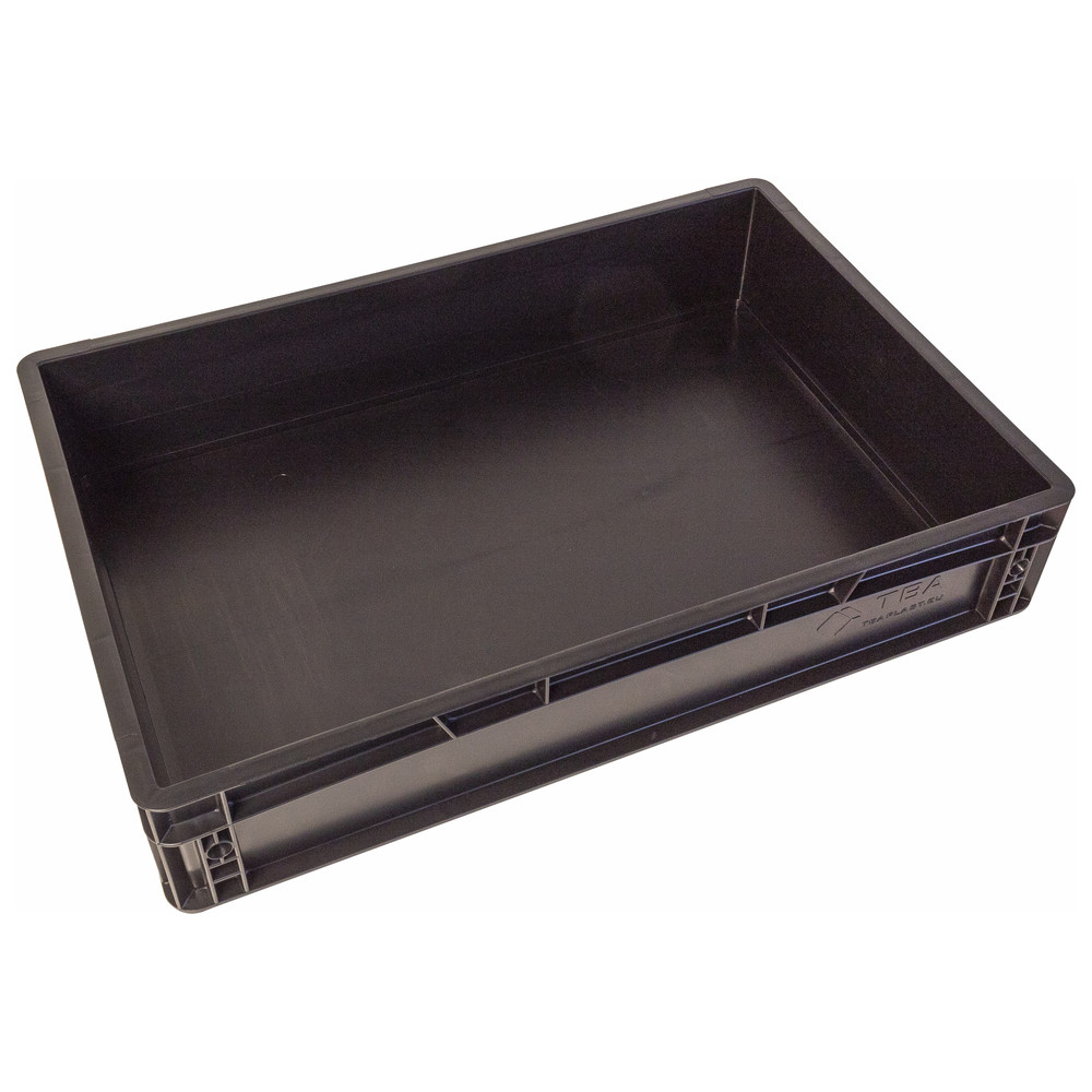 Storage container with under-bowl handle, ESD, 600 x 400 x 120 mm