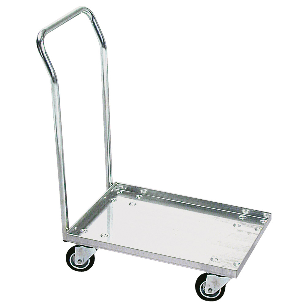 Transport trolley with bumper bar, for storage containers, ESD