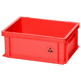 Förvaringslåda IDP-STAT, ESD, 400 x 300 x 120 mm, röd