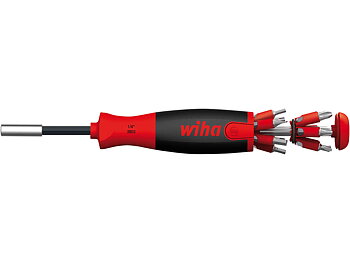 Screwdriver with LiftUp 25 magnetic bit magazine Mixed with 12 bits, 1/4´