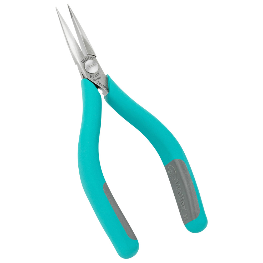 Needle nose pliers 2411PD, finely rounded, serrated jaws, ESD