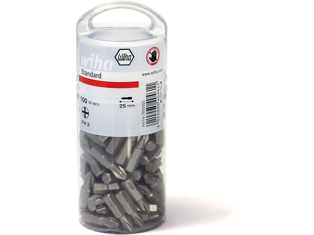 Bit Standard 25 mm Phillips (PH2), 100-pcs. in bulk pack, 1/4´