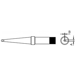 PT series soldering tip, chisel shape, PT L8/2.0 x 1.0 mm, 425 °C, straight, lon