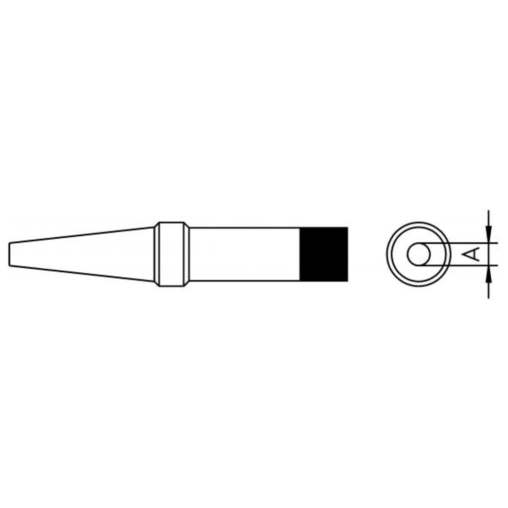 Soldering tip PT series, round shape, PT O6/Ø 0.8 mm, 310 °C, straight, long