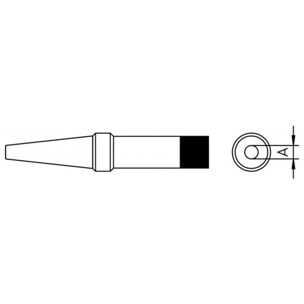 Lödspets serie PT, rund form, PT O7/Ø 0,8 mm, 370 °C, rak, lång