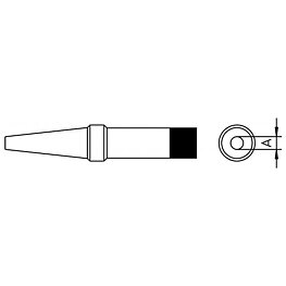 Lödspets PT-serien, rund form, PT O8/Ø 0,8 mm, 425 °C, rak, lång