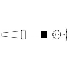 Lödspets serie PT, rund form, PT S8/Ø 0,4 mm, 425 °C, rak, lång