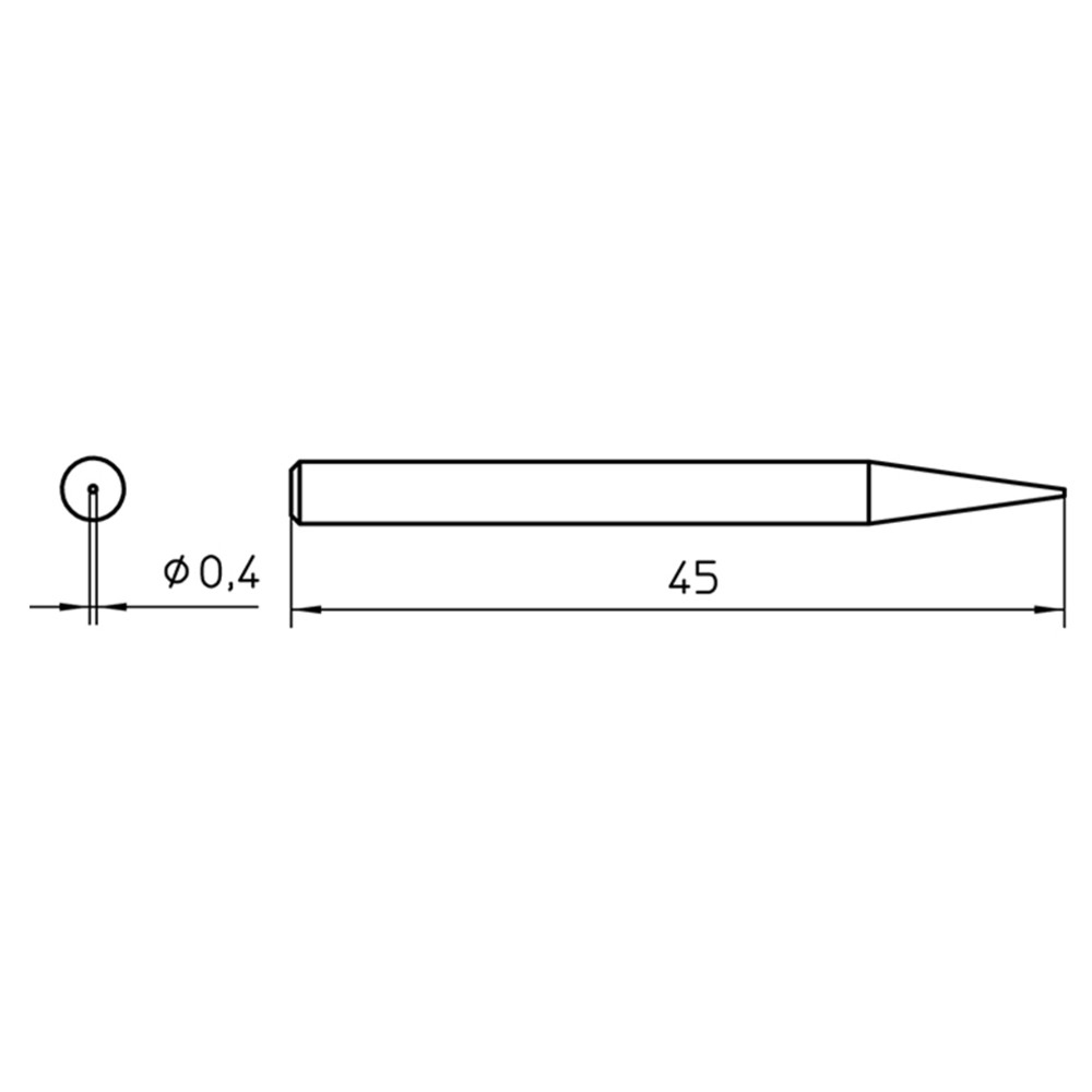 Lödspets serie SPI nålform, SPI15 210/Ø 0,4 mm, rak