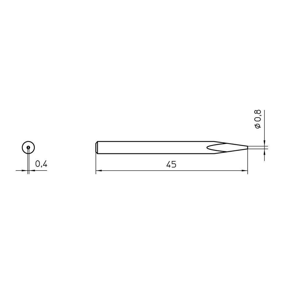 Soldering tip series SPI needle shape, SPI15 213/Ø 0.8 mm, straight