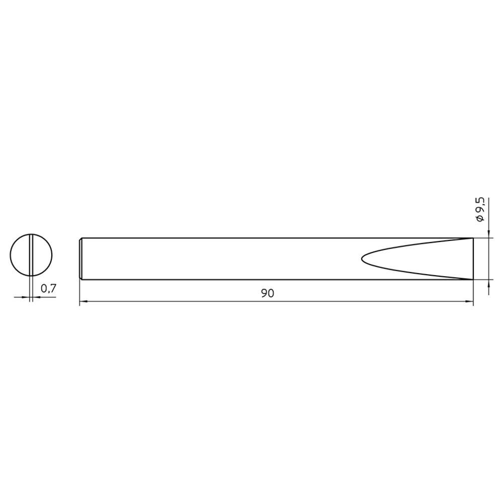 Lödspets serie SPI mejselform, SPI 80 231/9,5 x 0,7 mm, rak