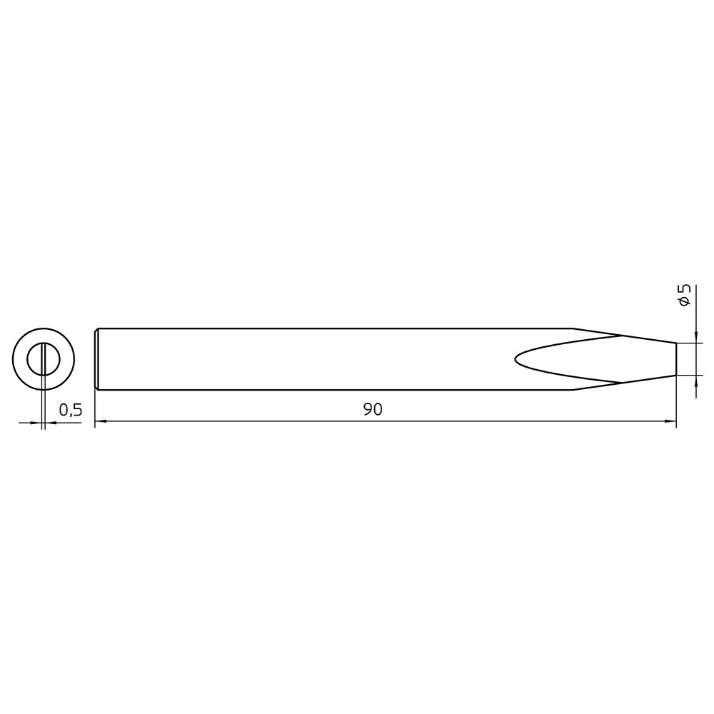 Soldering tip series SPI chisel shape, SPI 80 235/5.0 x 0.5 mm, straight
