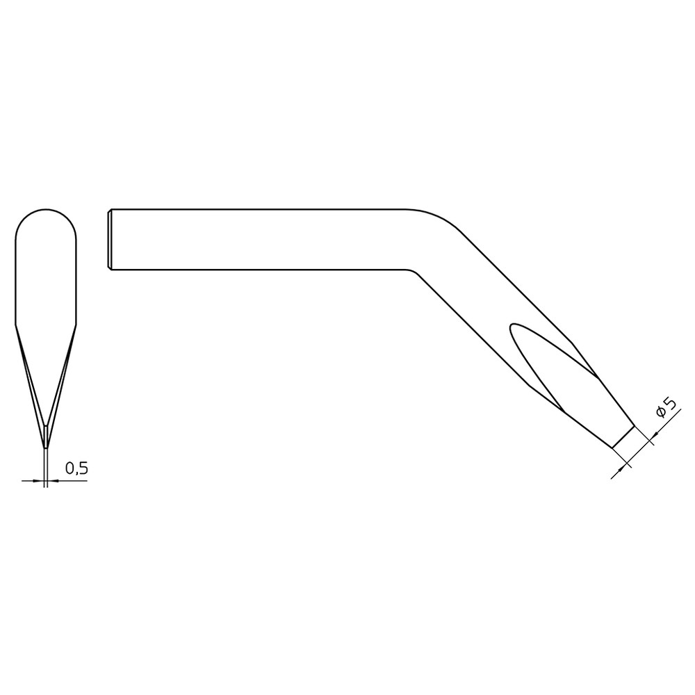 Soldering tip series SPI chisel shape, SPI 80 237/5.0 x 0.5 mm, curved