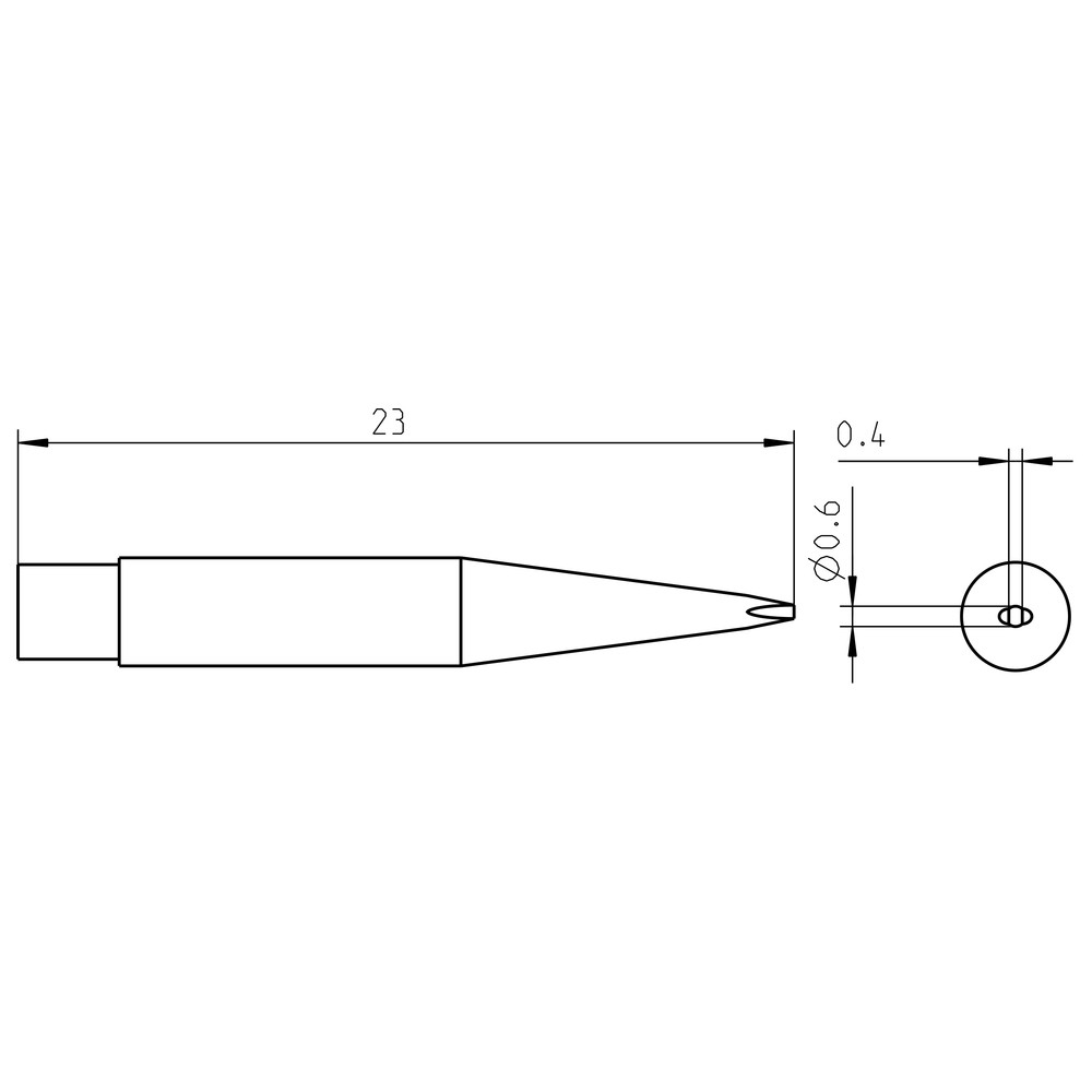 Lödspets serie RTM, rund form, RTM 006 S MS/Ø 0,6x0,4 mm, rak/MS - 2