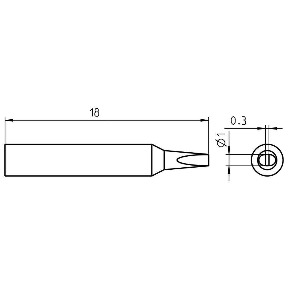 Lödspets RTM-serien, rund form, RTM 010 S/Ø 1,0x0,3 mm, rak - 2