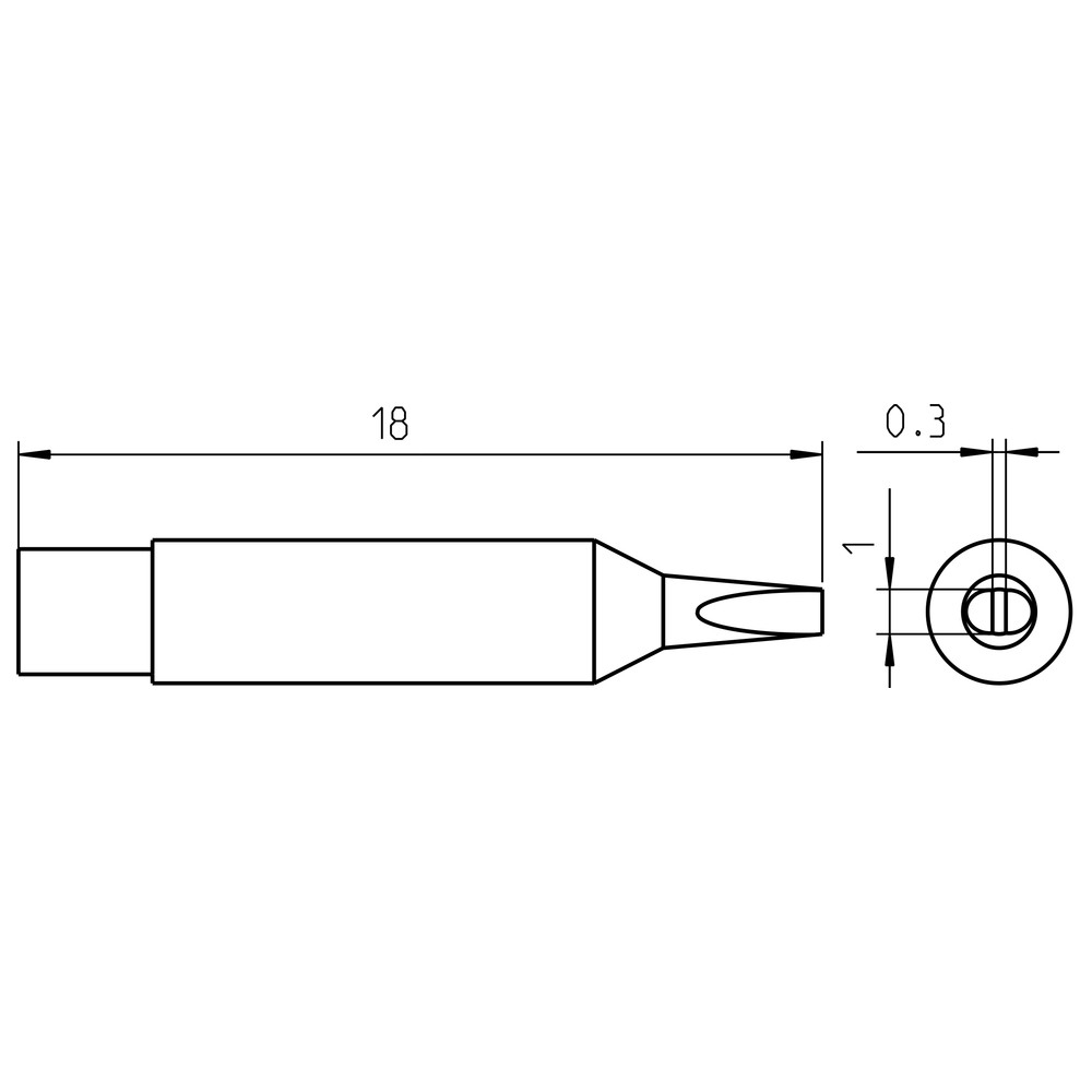 Soldering tip RTM series, round shape, RTM 010 S MS/ Ø 1.0 x 0.3 mm, straight/MS