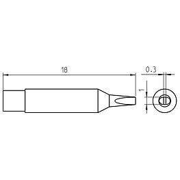 Lödspets RTM-serien, rund form, RTM 010 S MS/ Ø 1,0 x 0,3 mm, rak/MS