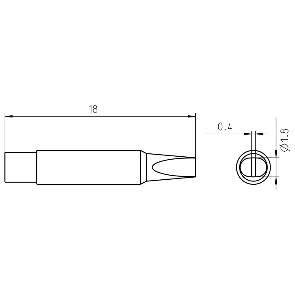 Lödspets RTM-serien, rund form, RTM 018 S MS/Ø 1,8 x 0,4 mm, rak/MS - 2