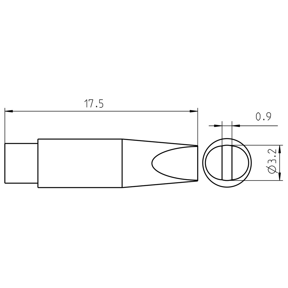 Soldering tip RTM series, round shape, RTM 032 S MS/Ø 3.2 x 0.9 mm, straight - 2