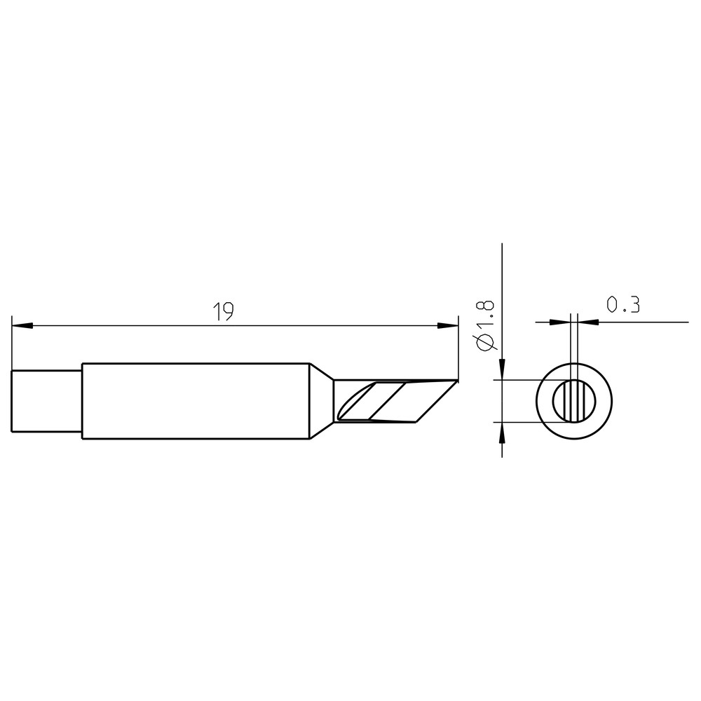 Soldering tip RTM series, special shape, RTM 025 K MS/2.5 mm, blade - 2