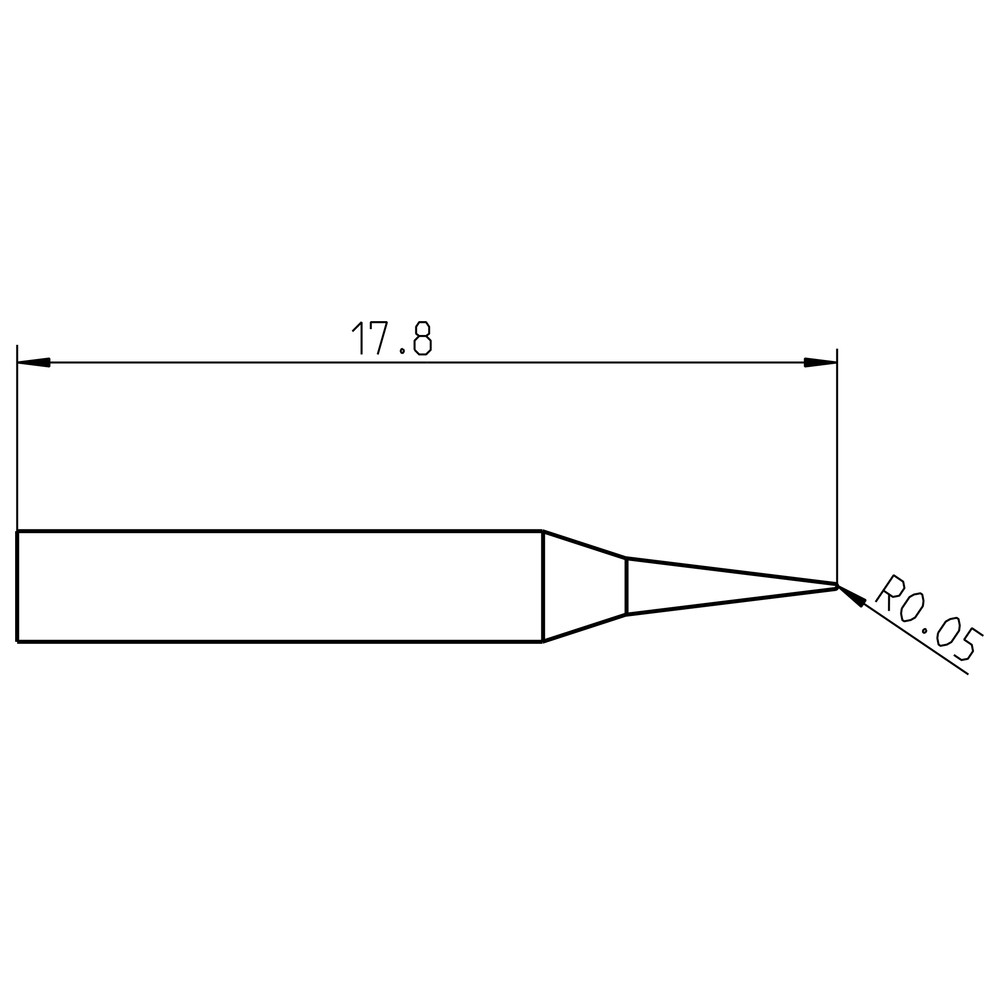 Soldering tip series RTP, round shape, RTP 001 C MS/Ø 0.1 mm, conical/MS - 2